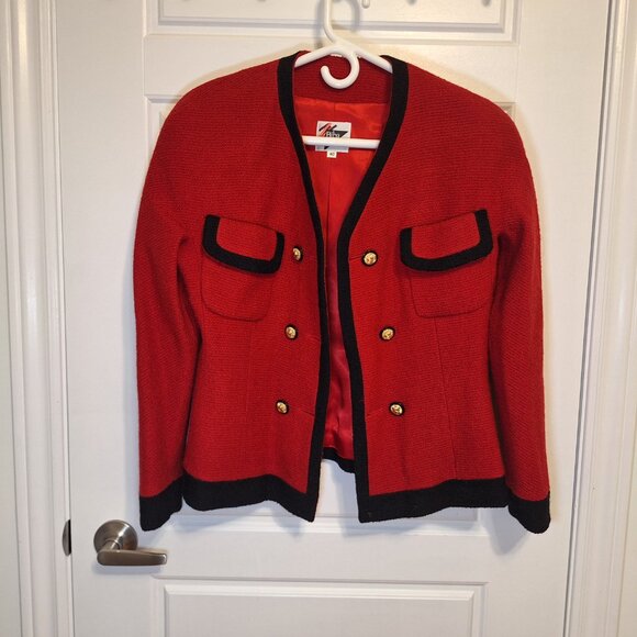 Vintage Biba Wool Suit Red Jacket and Skirt with Gold Buttons from early 1990s - Picture 12 of 16